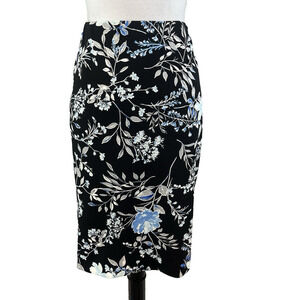 Kasper Skirt size 12 Black Blue Floral Straight Pencil Knee Wedding Career Suit